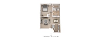 A 1 bedroom apartment with 1 bathroom and 706 sqft.