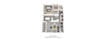 a floor plan of a 1 bedroom unit with a bathroom