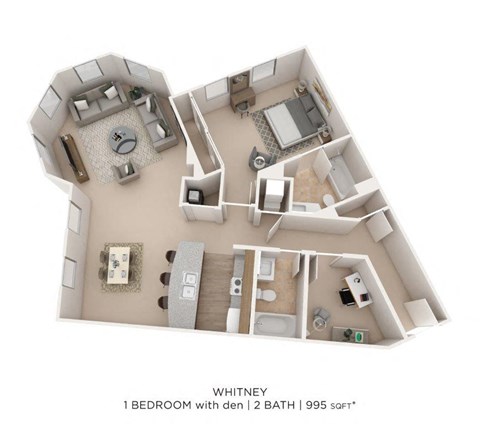 1 Bedroom 2 Bath