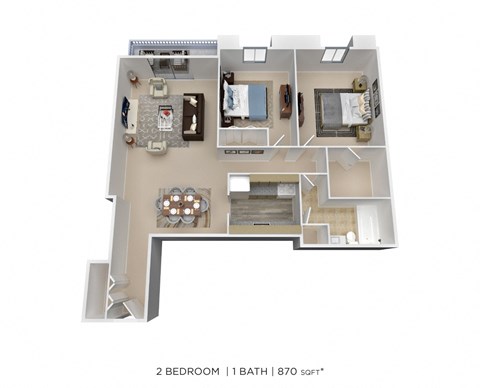 2 bedroom 1 bath floor plan