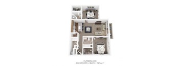 A 2 bedroom, 2 bathroom apartment with 1141 square feet.