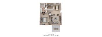 A floor plan of a one bedroom apartment with an 11 bath.