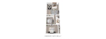 a floor plan of a 1 bedroom unit with a bathroom