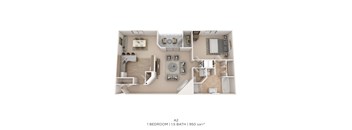 A 2 bedroom apartment with 1.5 bathrooms and 950 sqft.