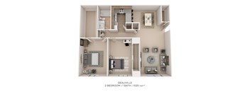 A 2 bedroom, 1 bathroom apartment is 1025 square feet.