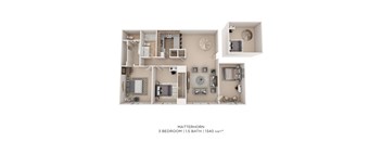 A 3 bedroom apartment with 1.5 bathrooms and 1340 sqft of living space.
