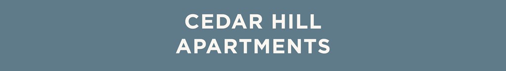 The image is a title slide for Cedar Hill Apartments.