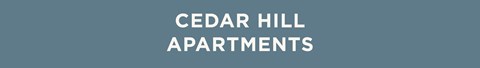 The image is a title slide for Cedar Hill Apartments.