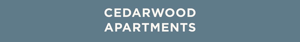 The image is a title slide for Cedarwood Apartments.