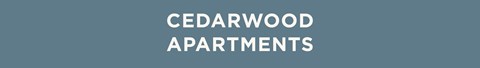 The image is a title slide for Cedarwood Apartments.
