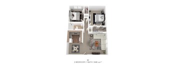 A 2 bedroom apartment with a bathroom is on the market.