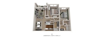 Two Bedroom 2 Bath-1048 sqft