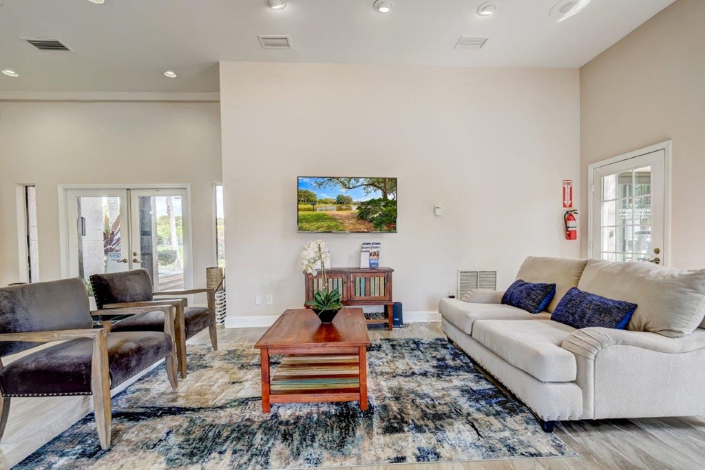 a living room with a couch and a coffee table