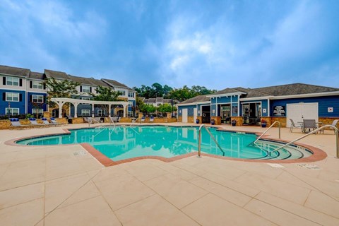 the swimming pool at the apartments for rent