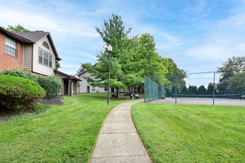 A residential area with a house, a tree, and a fence.
