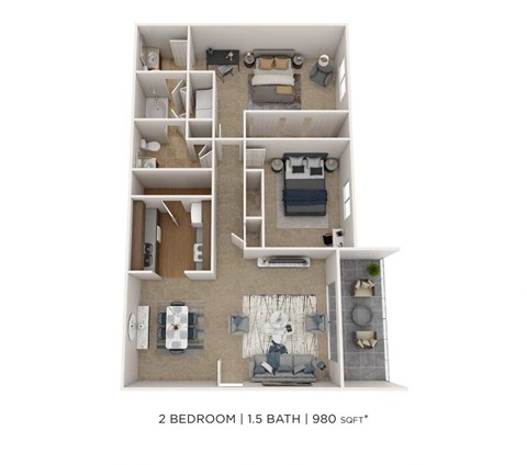 2 Bedroom 1.5 Bath