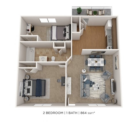 2 Bedroom  1 Bath