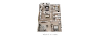 Three Bedroom 2 Bath- 1080 sqft