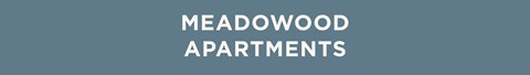 The image displays the words "MEADOW APARTMENTS" in large, bold letters.
