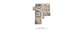 A 1 bedroom 11 bath apartment by Delmar is 971 square feet.
