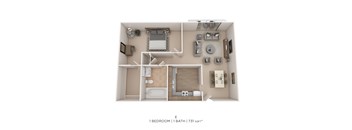 A 1 bedroom 1 bathroom apartment is 731 square feet.