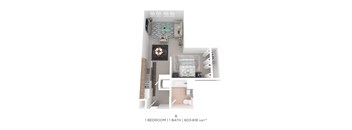 A 1 bedroom 1 bath apartment is for rent.