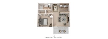 A 1 bedroom 1 bath apartment is 600 sqft.