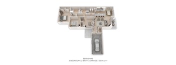 A floor plan of a Berkshire property with 3 bedrooms, 2 bathrooms, and a garage.