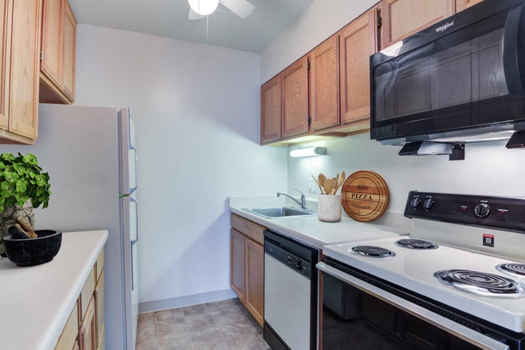 Kitchen with Appliances and Oak Cabinets