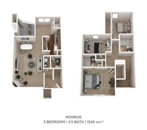 a 2100 sq ft floor plan  1 bedroom with baths