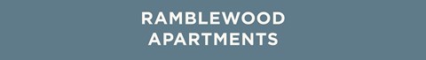 The image displays the text "Ramblewood Apartments" in a large, bold font centered on a plain background.