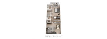 One Bedroom - 544 sqft