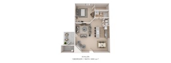 Avalon is a 1 bedroom, 1 bathroom apartment that is 650 square feet.