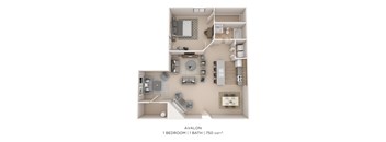 Avalon is a 1 bedroom, 1 bathroom apartment that is 750 square feet.