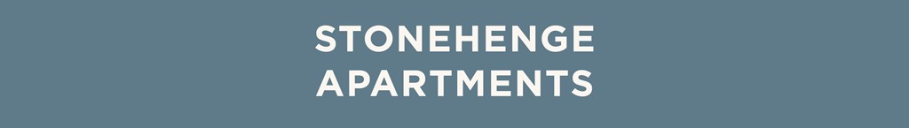The image displays the words "Stonehenge Apartments" in a large, bold font.