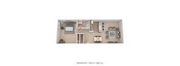 A 1 bedroom 1 bathroom apartment is 596 square feet.