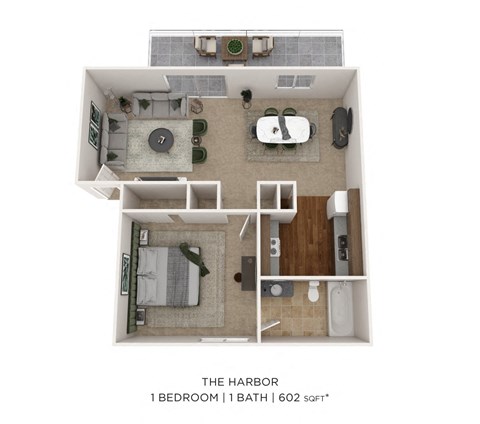 a 1 bedroom 1 bath floor plan  the harbor  132