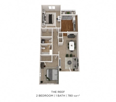 floor plan  the reef  2 bedroom 1 bath