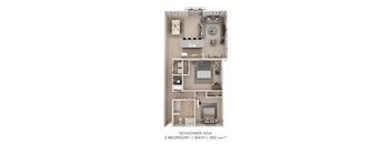 A floor plan of a 2 bedroom apartment with 113 square feet.