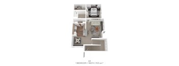 A 3 bedroom apartment with 1 bathroom and 703 sqft.