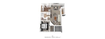 A 1 bedroom 1 bath apartment is 839 square feet.