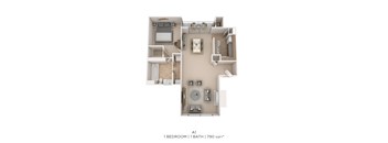 A 1 bedroom apartment with 1 bathroom and 790 sqft.