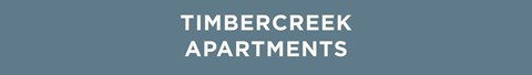 The image displays the text "TIMBERCREEK APARTMENTS" in a large, bold font.