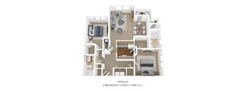 a floor plan of 2 bedroom 2 bath