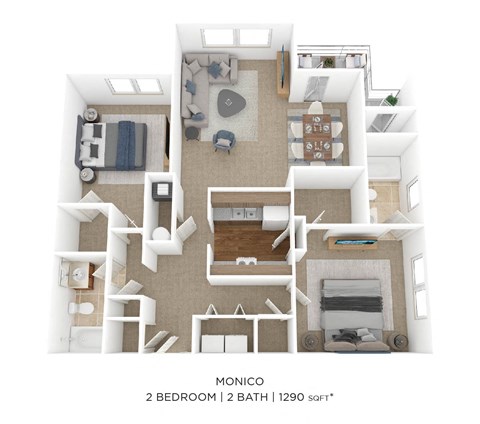 a floor plan of 2 bedroom 2 bath