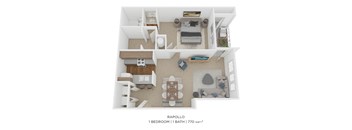 a floor plan of a 1 bedroom apartment at the crossings at white marsh