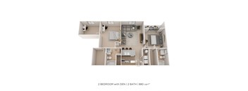 Two Bedroom 2 Bath - Trinity - 880 sqft