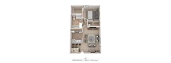 A 1 bedroom apartment with 1 bathroom and 500 sqft.