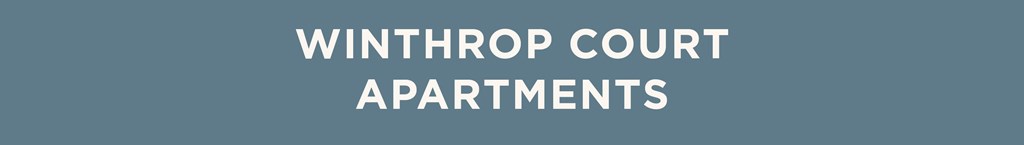The image displays the text "Winthrop Court Apartments" in a large, bold font centered on a plain background.