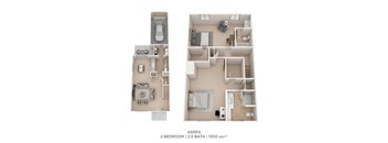 Two Bedroom 2.5 Bath Townhome-1300 sqft